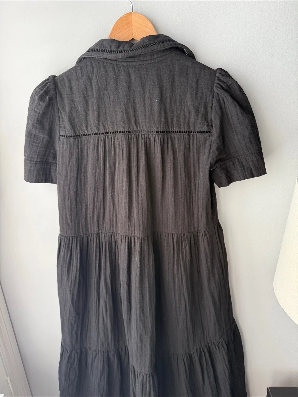 ME+EM Black Cheesecloth Relaxed Midi Day Dress - Picture 8 of 8